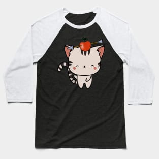 Funny Tabby cat is playing william tell with an apple and arrow Baseball T-Shirt